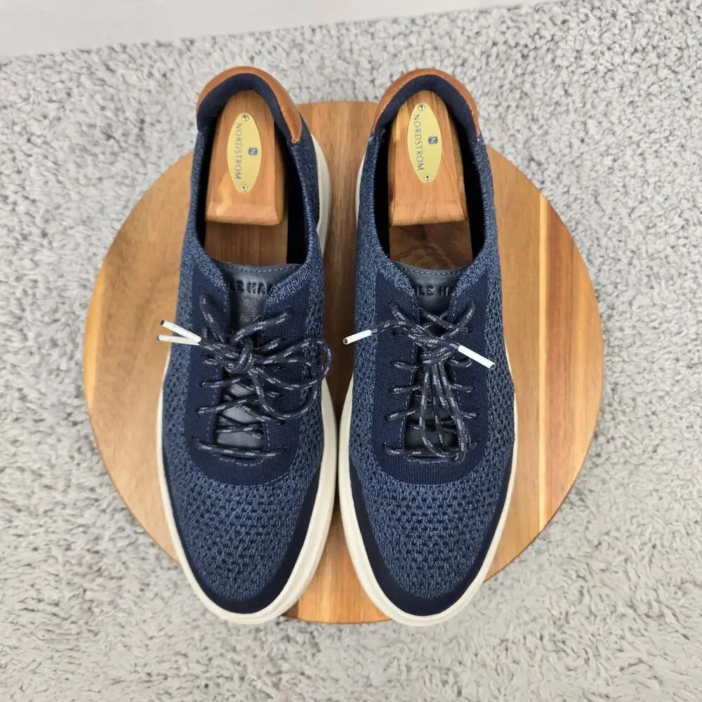 Cole Haan Mens 11.5M GrandPro Stitchlite Navy Blue Knit Casual Lace Up Sneaker